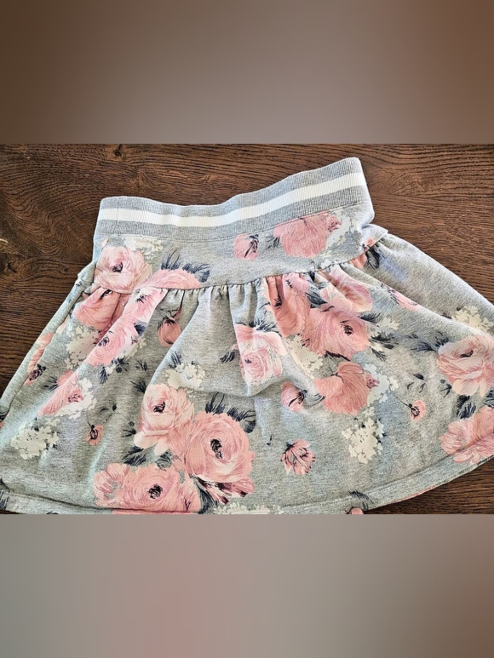 Janie & Jack Girls Size 12 Floral Skirt in Pink & Gray